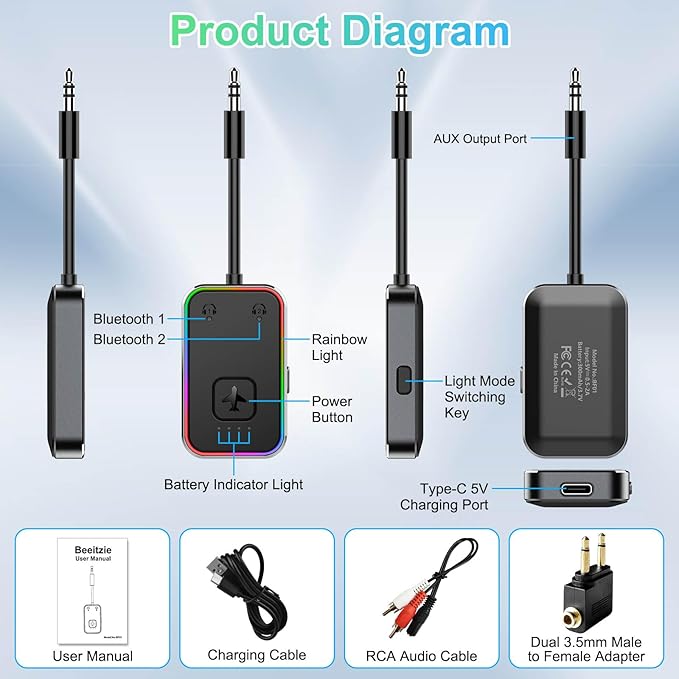 2025 Beeitzie Ultra Airplane Bluetooth 5.4 Transmitter - Image 2