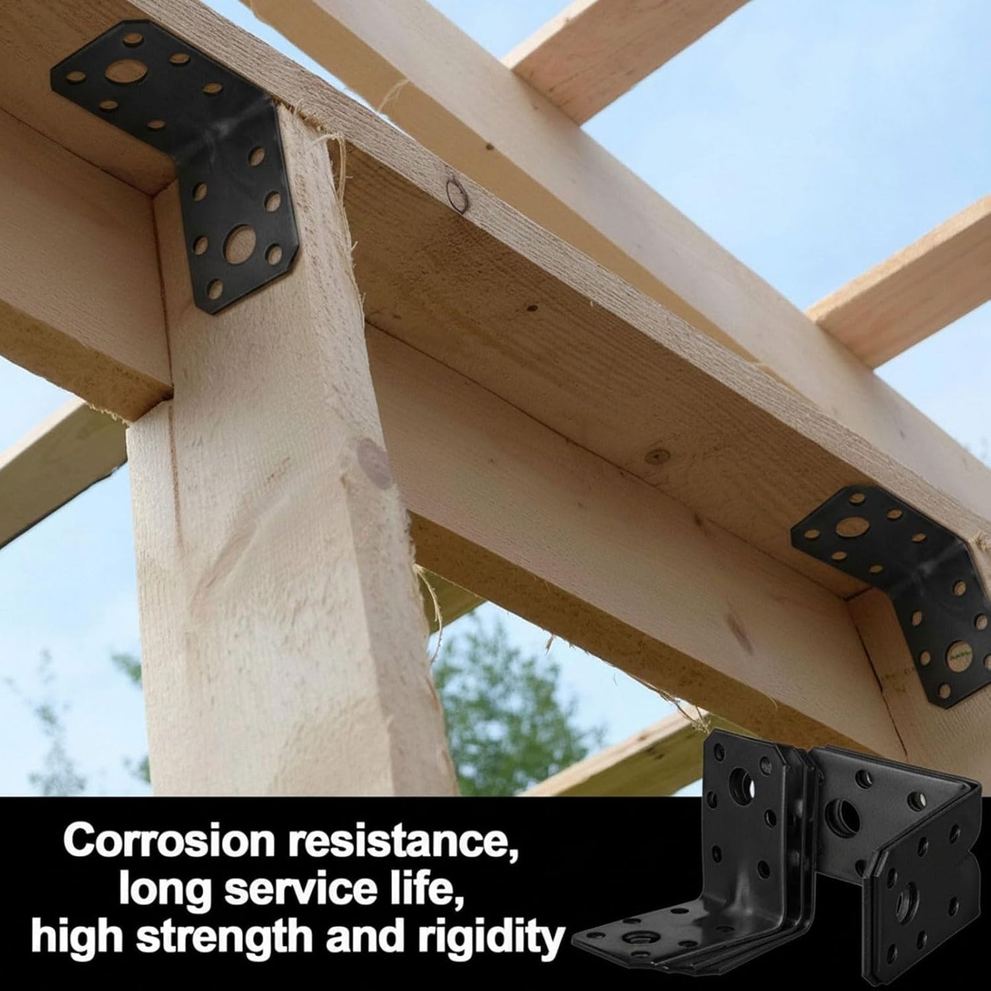 50pcs 2x2x1-3/8 Steel L Bracket 1.7mm Thick Metal Angle 90 Degree Reinforcing Rib Corner Brace Heavy Duty Metal Corner Brace Shelf Brackets for Wood Shelf Furniture Cabinet (Black)