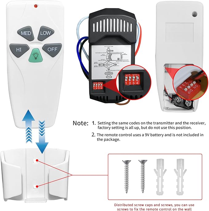2 Pack Universal Ceiling Fan Remote Control Kits - Image 3