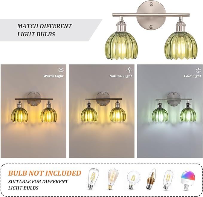 Shenmoyl Bathroom Light Fixtures, 2-Light Vanity Wall Light Over Mirror - Image 4