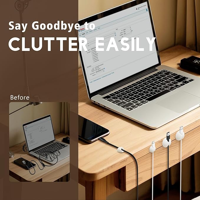 SmiLife Phone Charger Cord Holder, Mini Cable Clips Wire Organizer, Cable - Image 3