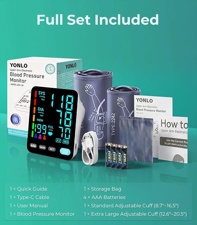 YONLO Blood Pressure Monitor, Automatic Upper Arm Blood Pressure Monitors - Image 7