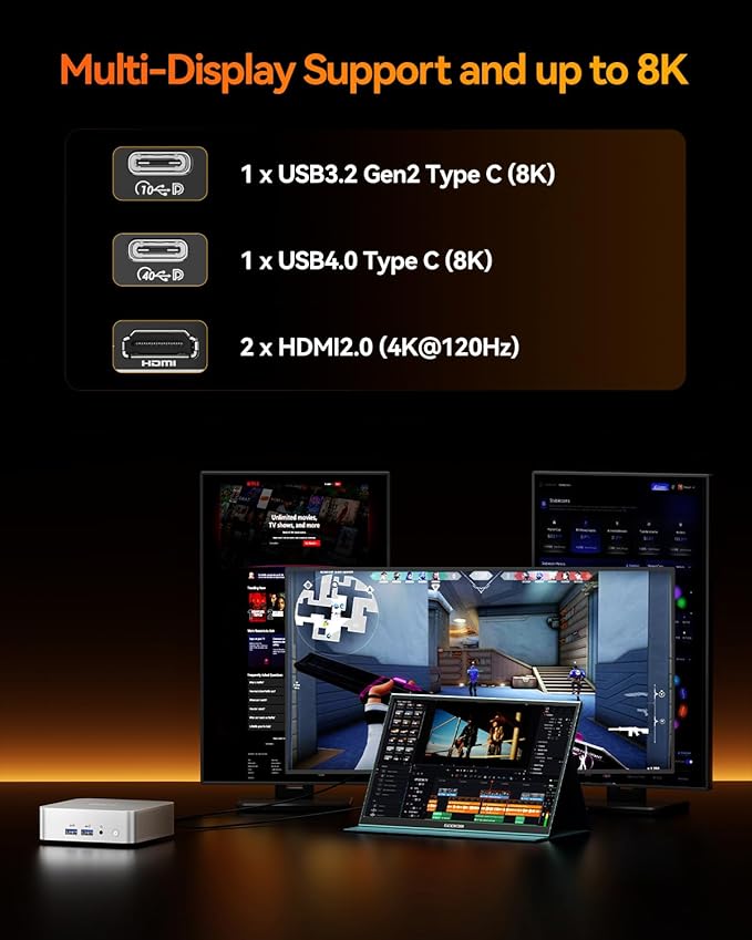 GEEKOM A8 Mini PC with AMD Ryzen 7 8745HS, 16GB DDR5 RAM 1TB NVMe SSD, Windows - Image 9