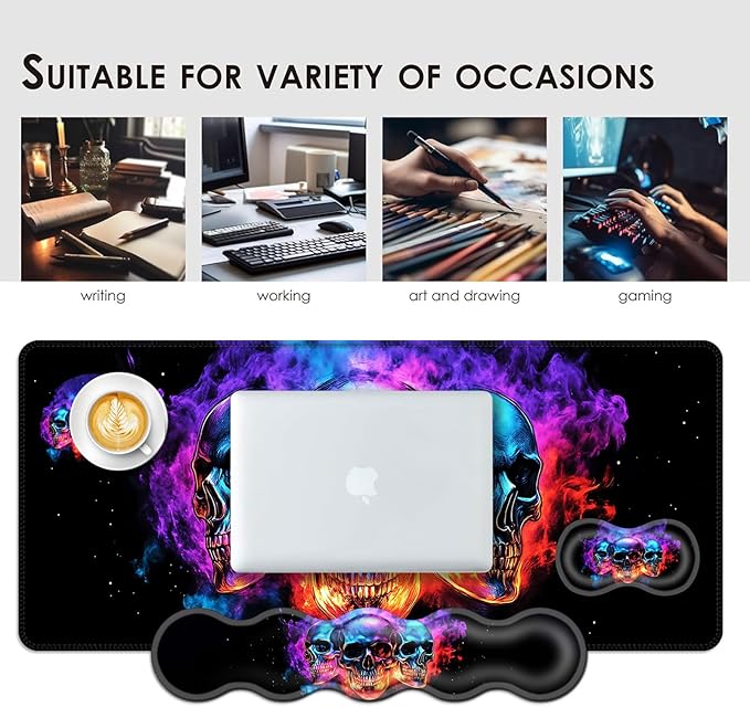 BFUKVOU Large Keyboard Mouse Pad Set, Extended Mouse Pad+Keyboard Wrist Rest - Image 7