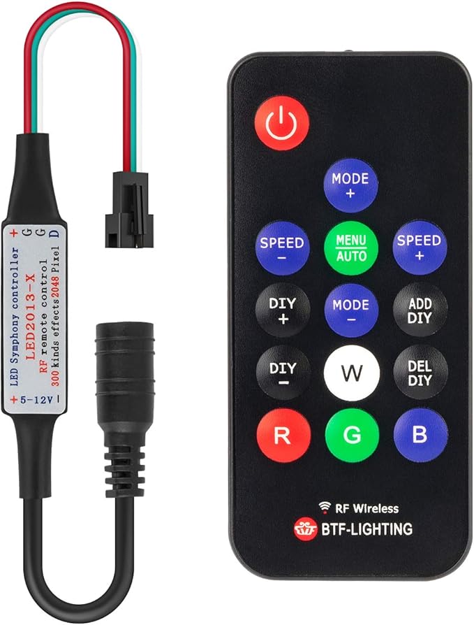 BTF-LIGHTING WS2811 WS2812B 1903 DC5/12V 14keys Wireless RF RGB LED Controller by BTF-LIGHTING