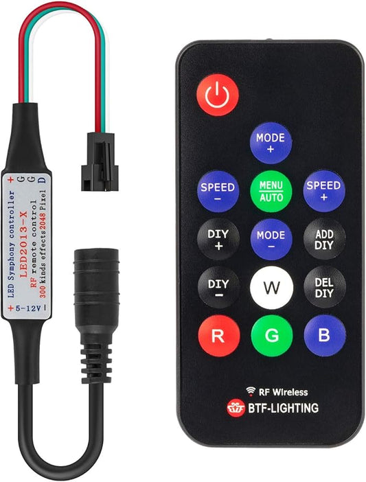 BTF-LIGHTING WS2811 WS2812B 1903 DC5/12V 14keys Wireless RF RGB LED Controller by BTF-LIGHTING