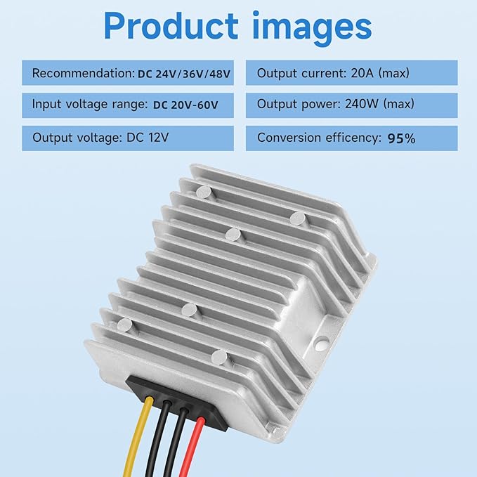 Acridine 20A 240W DC 24V 48V 36V to 12V Step Down Converter Golf Cart Voltage - Image 2