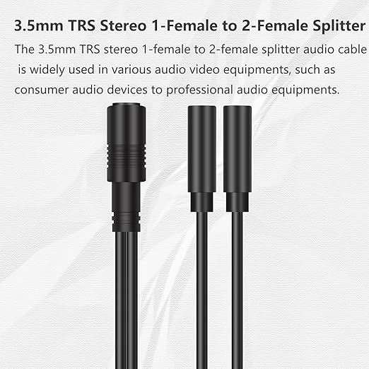 Bolvek 2 Pack 3.5mm 1/8" TRS Stereo 1-Female to Dual 2-Female Jack Splitter - Image 2
