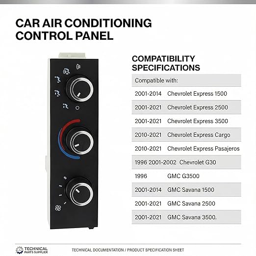 599-293 A/C Control Switch Air Conditioning Climate Control Module, Front - Image 6