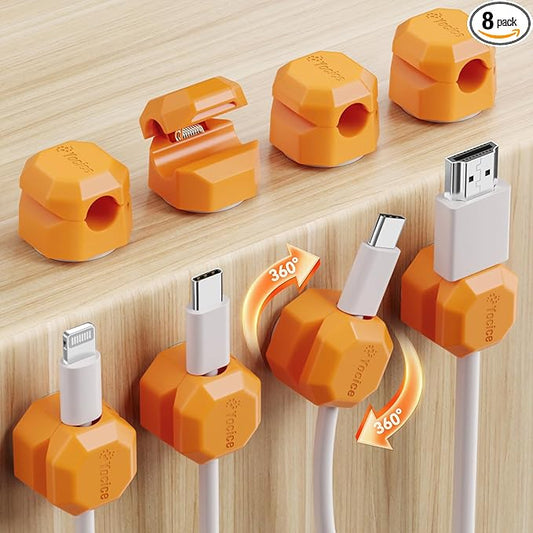 8 Pack Spring Cable Clips, Rotatable Cord Organizer Desk Cable Management Cord by Yocice