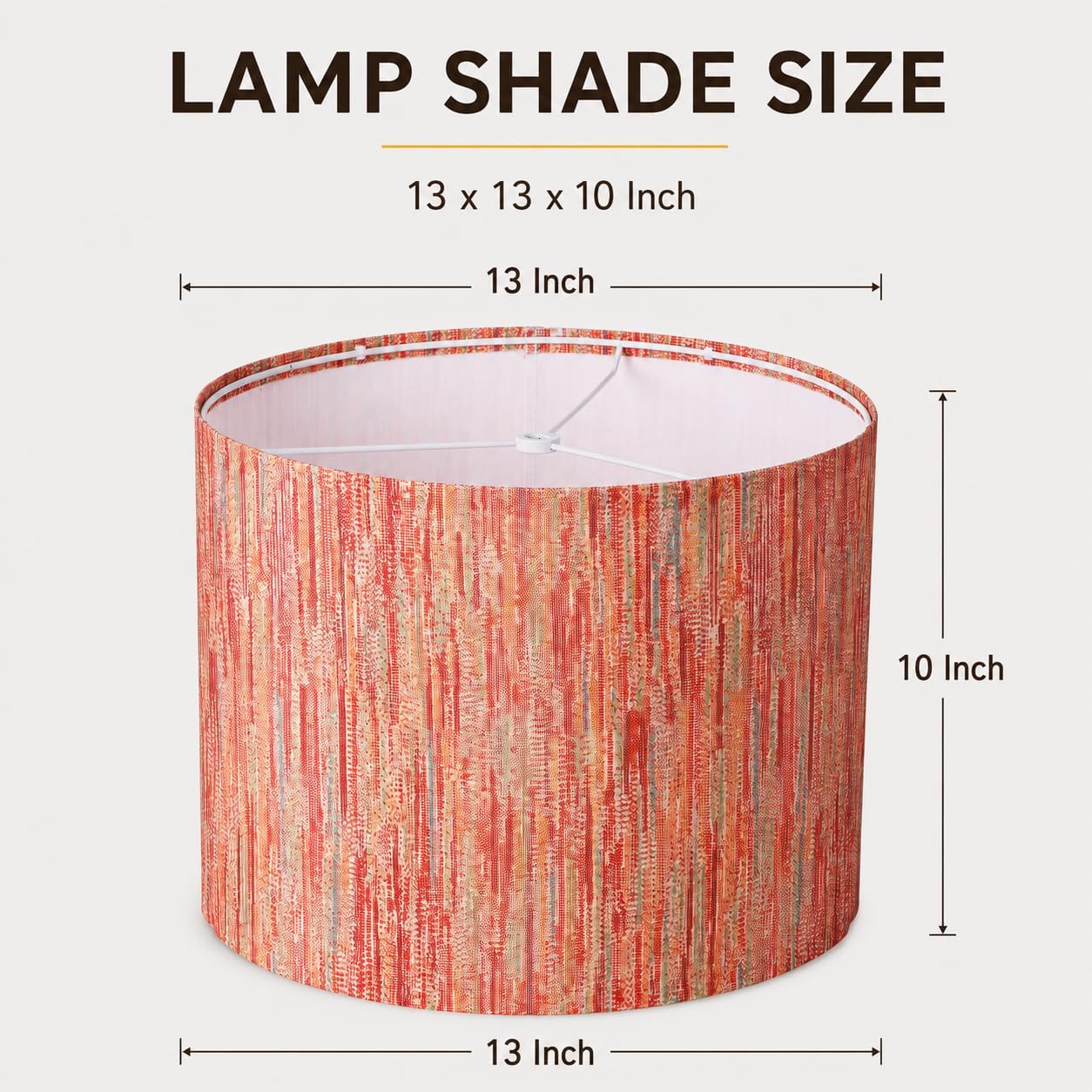 Boho Colorful Drum Lamp Shade 13x13x10 Inch,Multicolor Striped Fabric Lampshade Suitable for Spider Fitter(Not Included),Handcrafted Replacement Lamp Shade for Table,Floor&Bedside Lamps,Easy Assembly