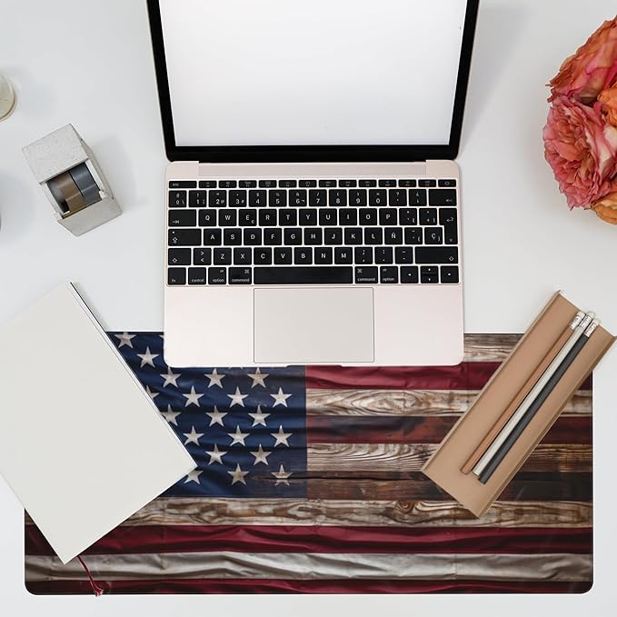 Eflxamz Large Gaming Mouse Pad for Desk, Wooden American Flag Desk Mat - Image 7
