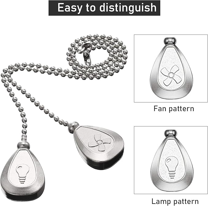 Patelai 4 Pieces Ceiling Fan Pull Chain Extender Ornament 12 Inch Ceiling Pull - Image 3