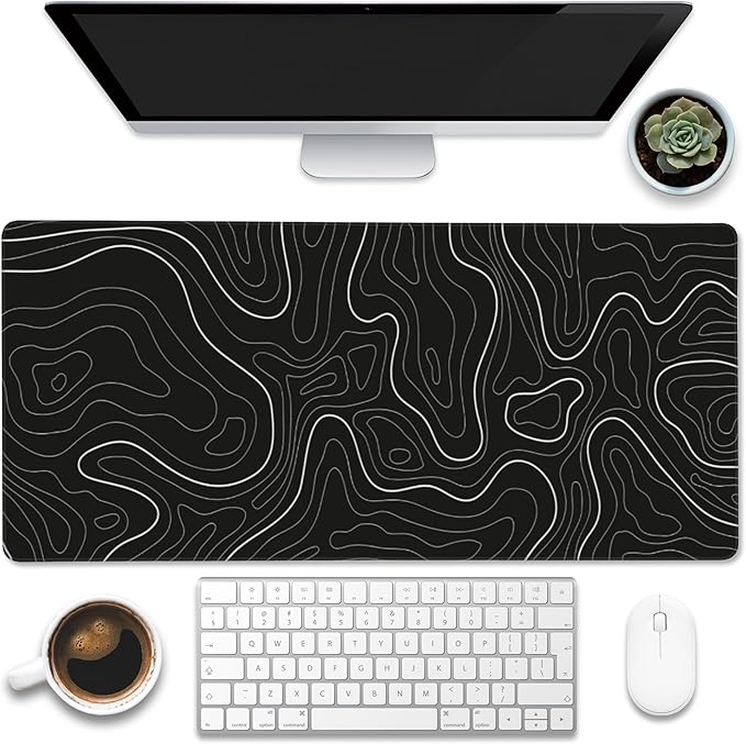 Eflxamz Desk Mat, Topographic Contour Large Gaming Mouse Pad by Eflxamz