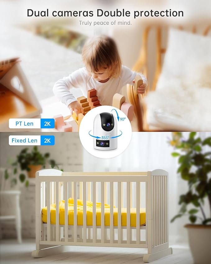 2K Indoor Cameras for Home Security, Dual-Lens Security Camera 360° PTZ for - Image 2