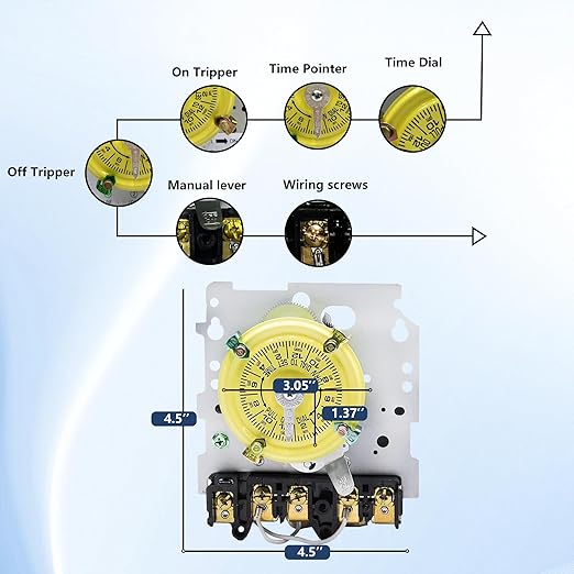 T104M Mechanical Time Switch, 208-277 VAC 5HP 40A DPST Time Switch, 24 Hour 12 - Image 4