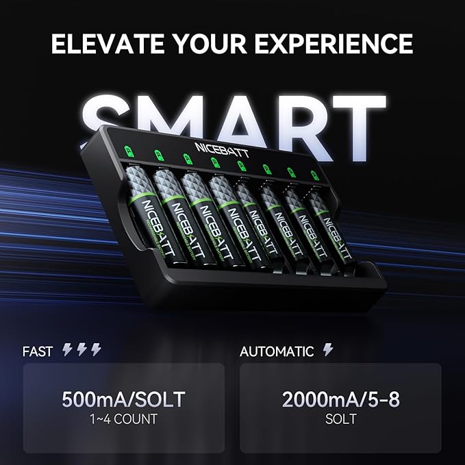 Smart 8 Bay AA AAA Battery Charger, Over-Discharge Damage Repair, USB Type-C - Image 4