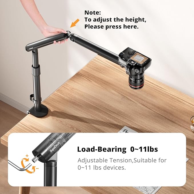 SupeDesk Overhead Camera Mount, Adjustable Desk Mount - Image 5