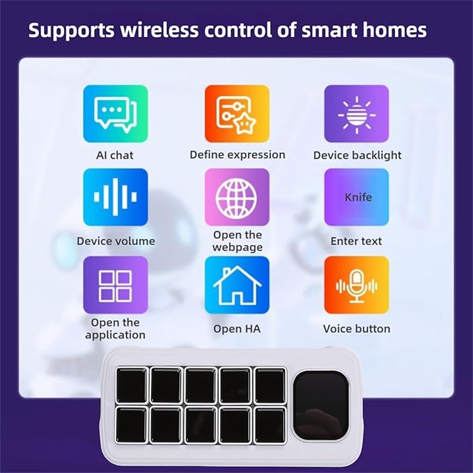 Yunseity AI Voice Control Panel, 10 LCD Mechanical Buttons - Image 2