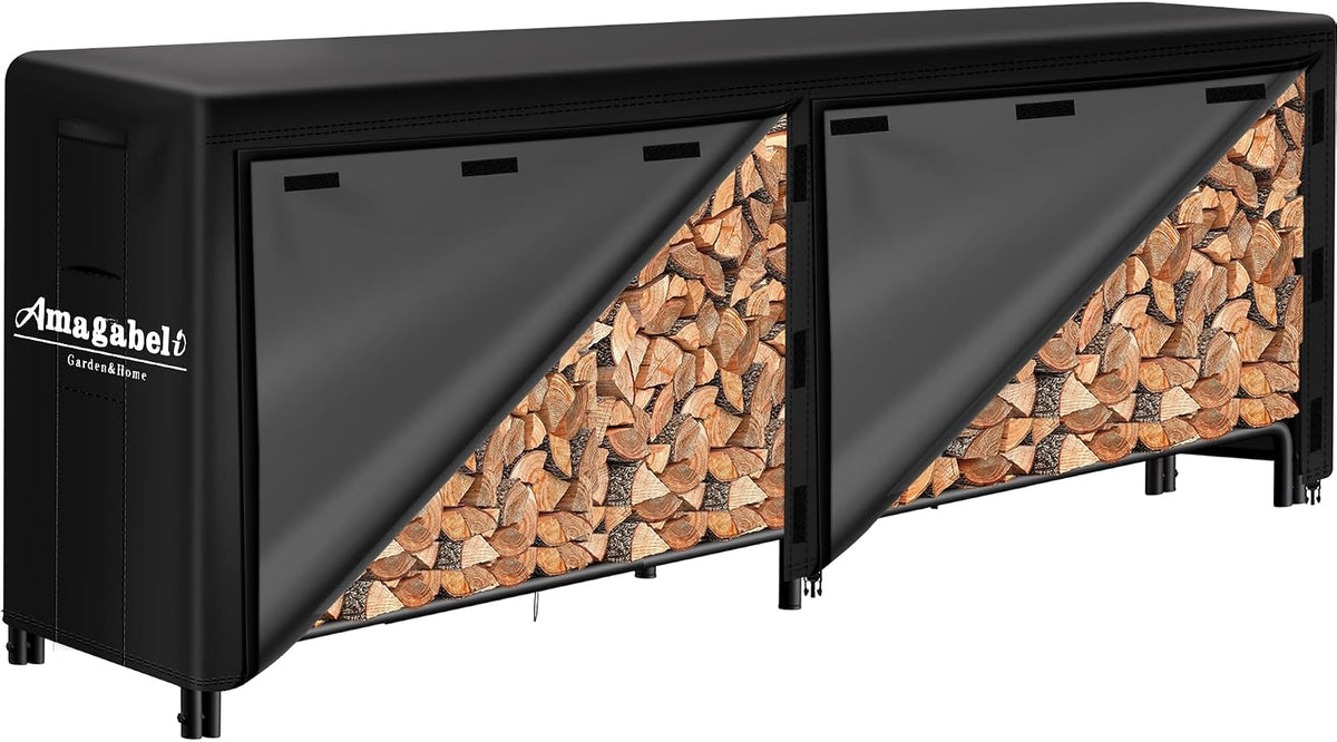 amagabeli 8ft firewood log rack with cover outdoor, main product view