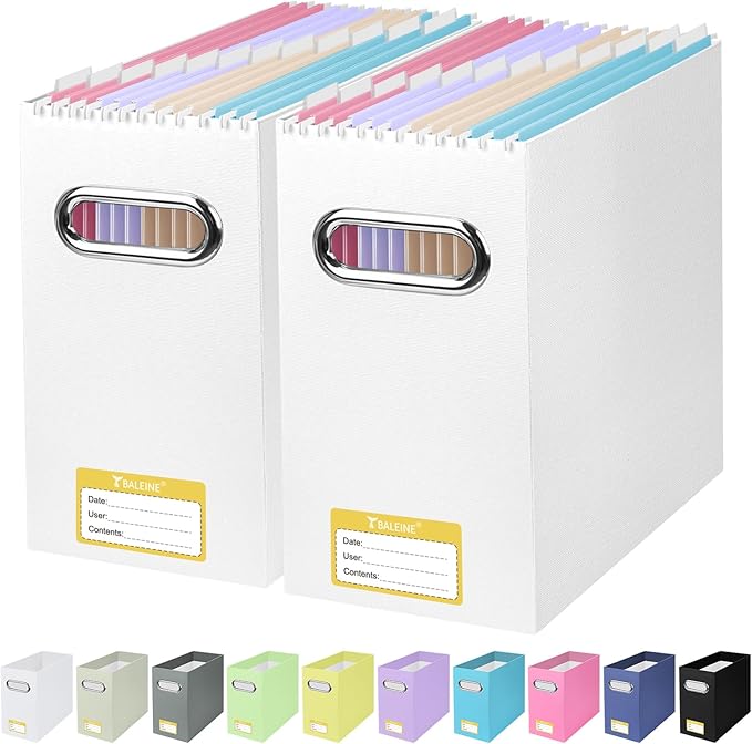 BALEINE File Organizer Box, Cardboard File Folder Organizer by BALEINE