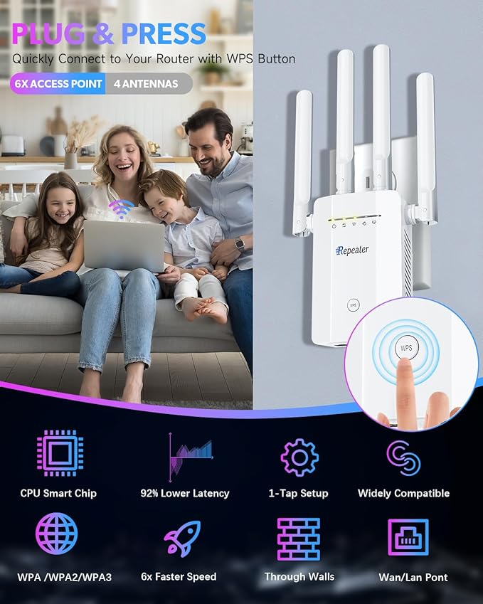 2026 New WiFi Extender Signal Booster, Long Range up to 13355Sq.ft, Wireless - Image 8