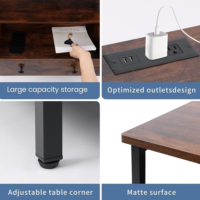 Edbuosy 3 Wooden Drawers Night Stand, 27 Inch Wide Nightstand - Image 4