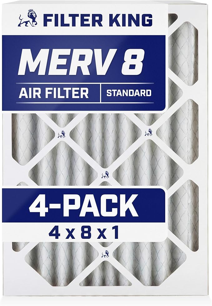 Filter King 4x8x1 Air Filter | 4-PACK | MERV 8 HVAC Pleated A/C Furnace Filters by FilterKing