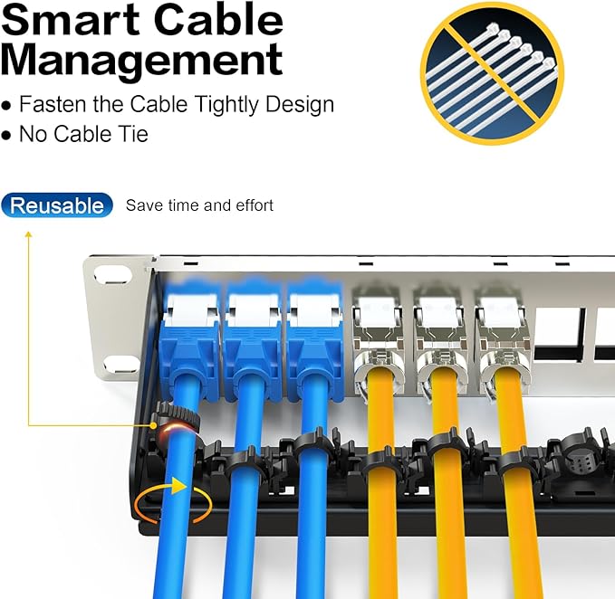 PBAEGAV 24 Port Patch Panel Blank UTP/STP 1U 19“ Keystone Patch Panel - Image 3