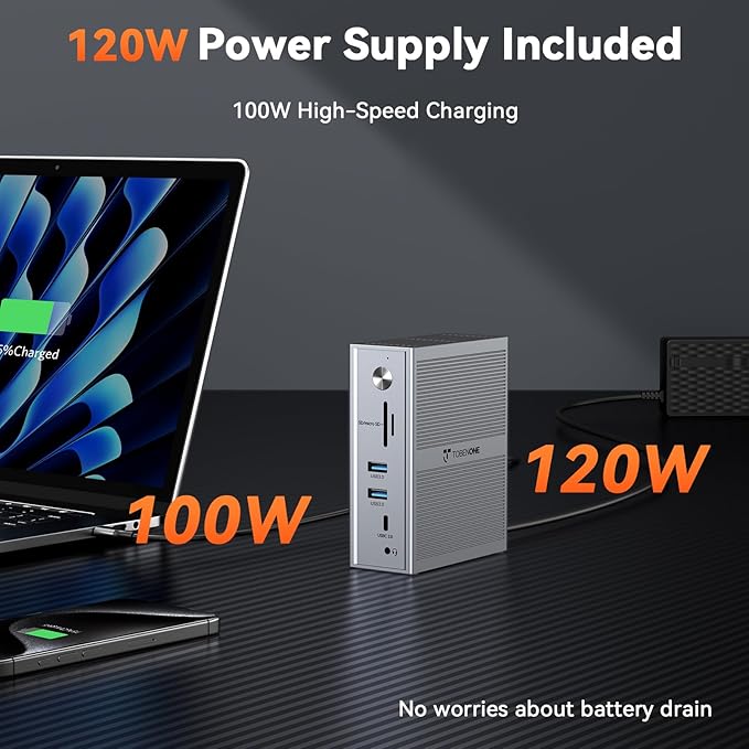 TobenONE DisplayLink Docking Station 3 Monitors, 14-in-1 Triple Monitor Dock - Image 5