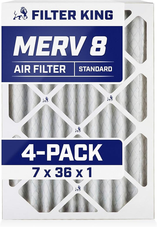 Filter King 7x36x1 Air Filter | 4-PACK | MERV 8 HVAC Pleated A/C Furnace by FilterKing