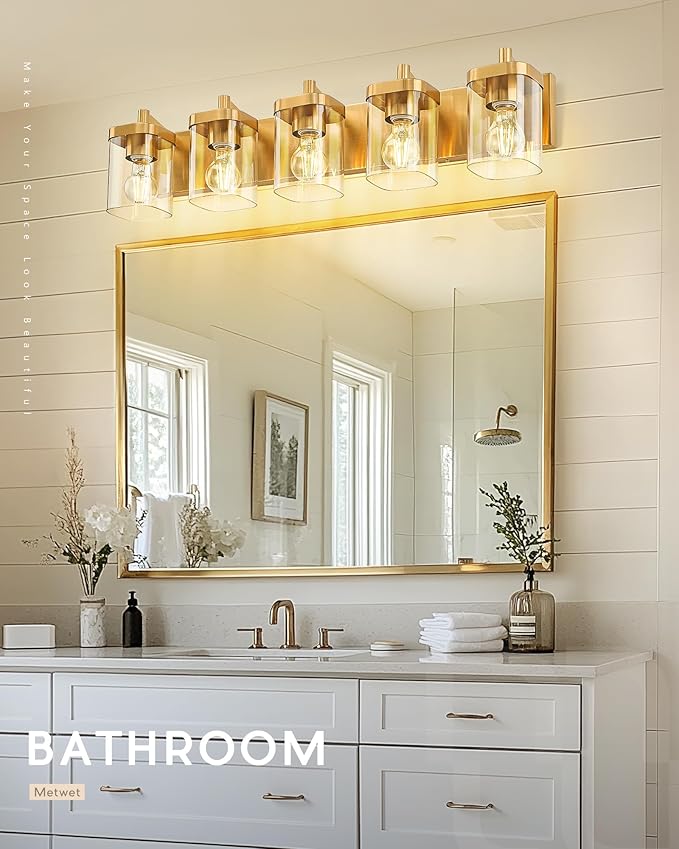 METWET Bathroom Light Fixtures, 5-Light Modern Wall Sconces - Image 4