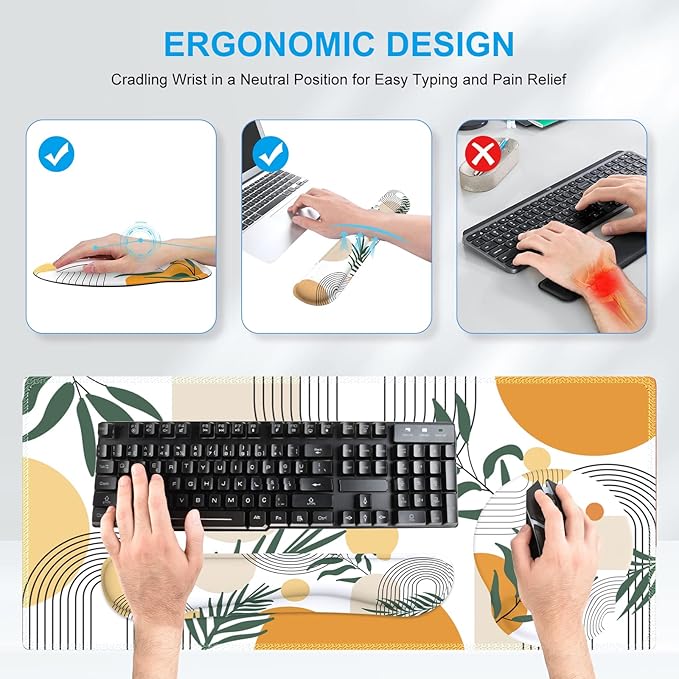 iCasso Mouse Pad and Keyboard Wrist Rest Set, 4in1 XXL Large Mousepad +Keyboard - Image 3