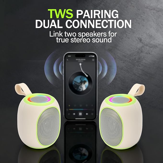 Portable Bluetooth Speaker – 8W HD audio quality, TWS stereo pairing, LED light - Image 3