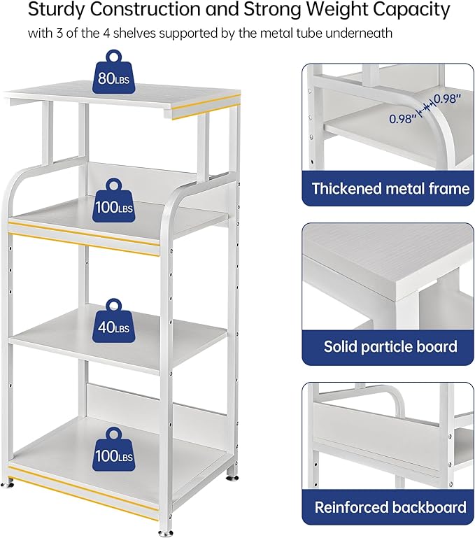 Fannova 4 Tier White Printer Stand Table - Image 5