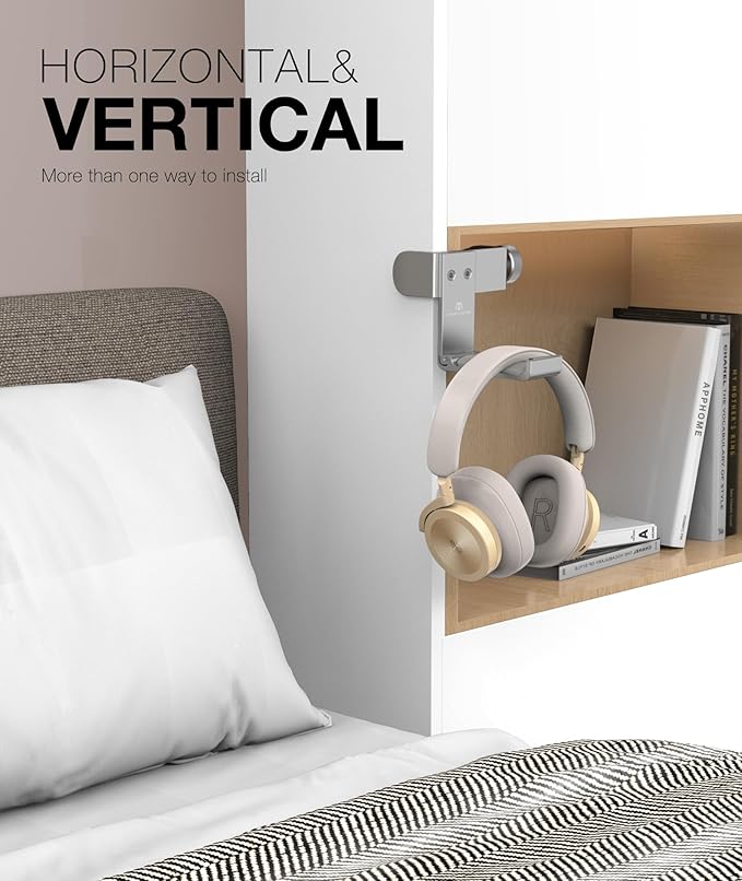 Foldable Headphone Stand and Hook – Aluminum Headset Holder Clamp Mount Under - Image 3