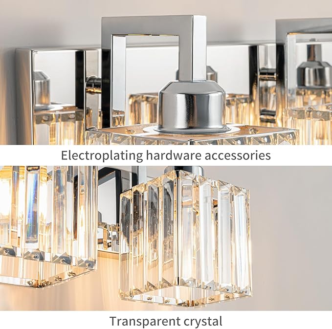 FDPBY Modern Bathroom Vanity Light 4-Lights Chrome Crystal Wall Lamp Bathroom - Image 5