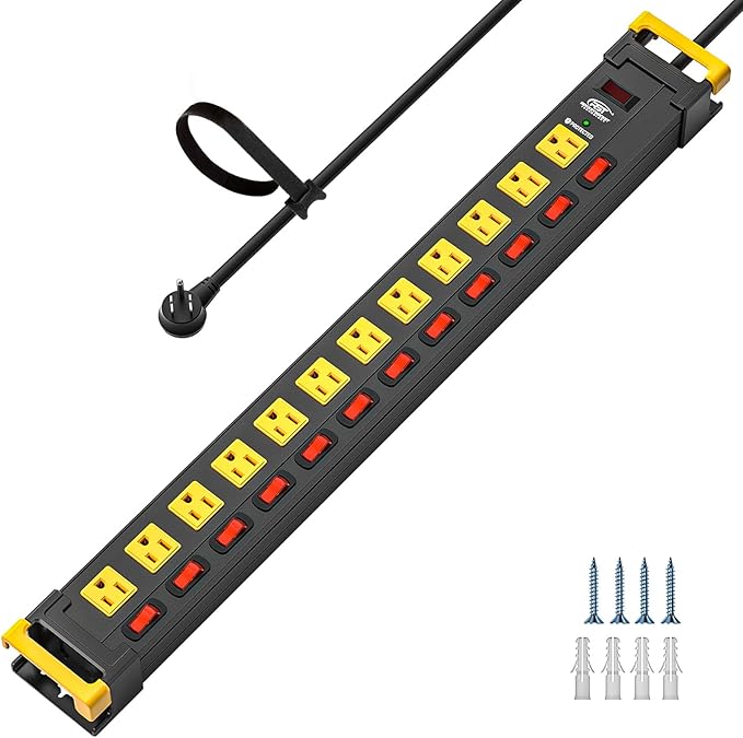 CRST 12 Outlet Heavy Duty Metal Power Strip by CRST
