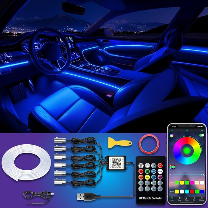 Jushope Car LED Strip Lights, USB Interior Ambient Lighting Kits - Image 8