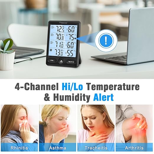 Geevon Indoor Outdoor Thermometer Wireless 3 Remote Sensors, 5-Inch Display - Image 7