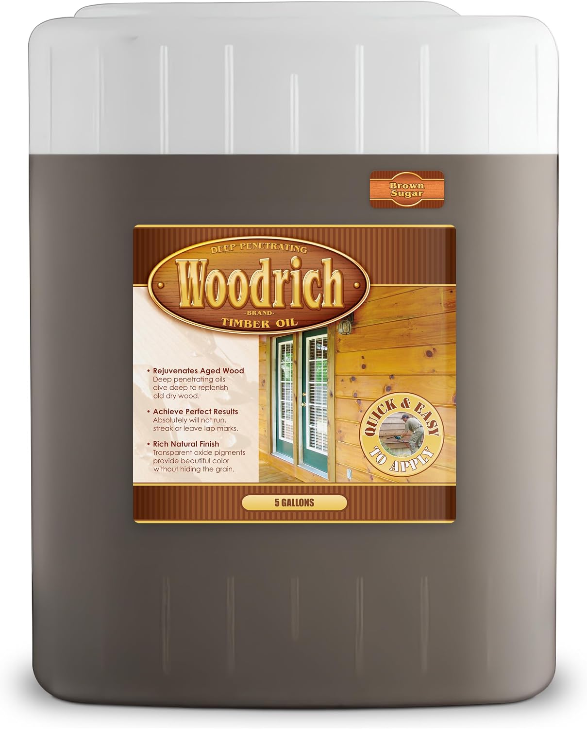 Timber Oil Deep Penetrating Stain for Wood Decks, Fences, Siding, and Log Cabins - 5 Gallons, Brown Sugar (Covers 750 sq. ft.)