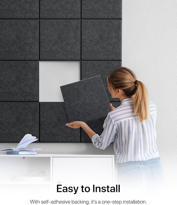 18 Pack Soundproof Wall Panels Self-Adhesive, Square Sound Proof Foam Panels - Image 6