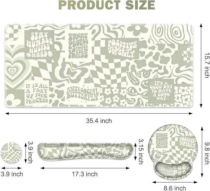 Large Desk Mat, Desk Pad Protector, XXL Mousepad + Keyboard Wrist Rest+Mouse - Image 2