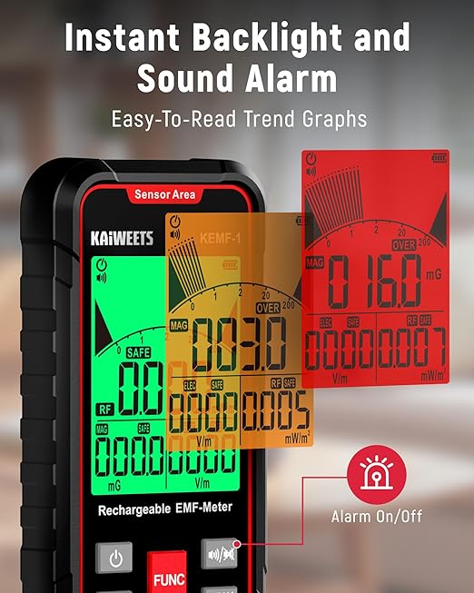 KAIWEETS EMF Detector, 3-in-1 Handheld EMF Meter Detects EF, WiFi Signal - Image 3