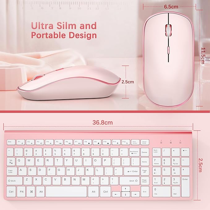 Wireless Keyboard and Mouse, 2.4G Full Size and Portable Wireless Keyboard - Image 5