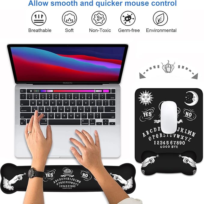Wrist Rest Support Ergonomic Gel Mouse Pad & Memory Foam Keyboard Set, Non-Slip - Image 4