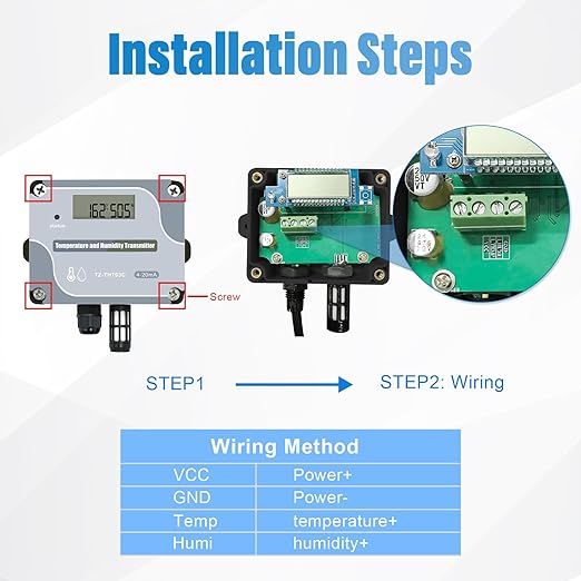 Tzone 4-20mA Temperature Humidity Transmitter, Digital Analog Temperature - Image 4