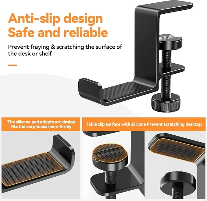 Yocice Headphone Hanger Holder Stand-Under Desk Headphone Hanger， Headset Hook - Image 2