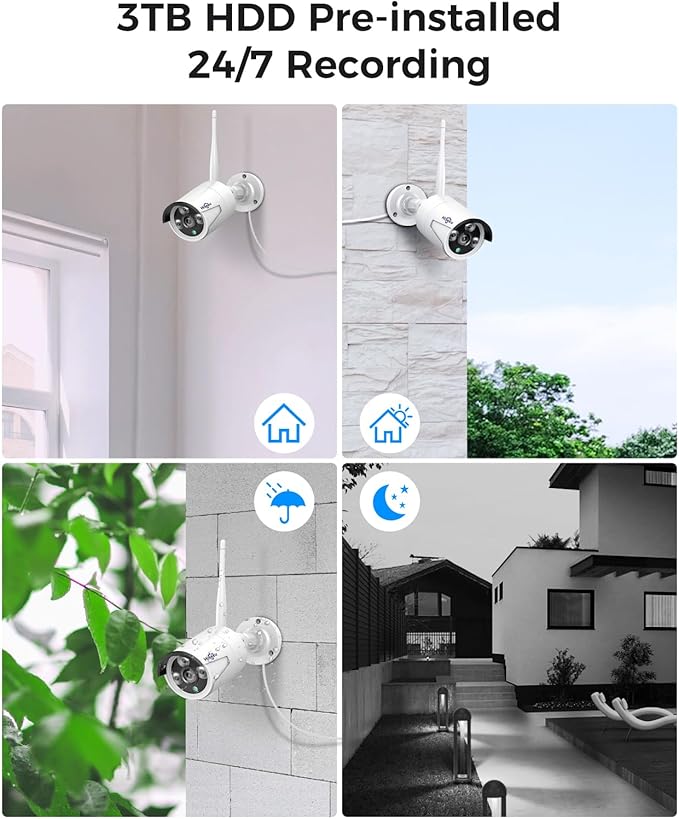 Hiseeu 100ft WiFi Pro Security Camera System, 16CH 4K NVR Kit, Wired Plug-in - Image 3