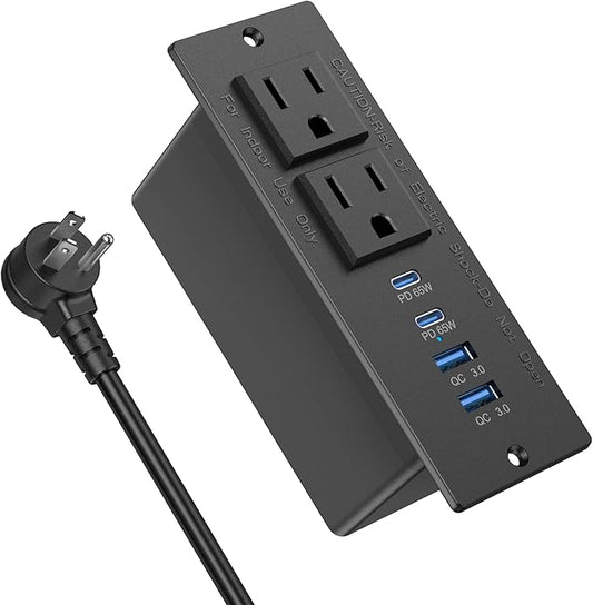 Recessed Power Strip Fast Charging Station 2 PD 65W USB C, Flush Mount by Jgstkcity
